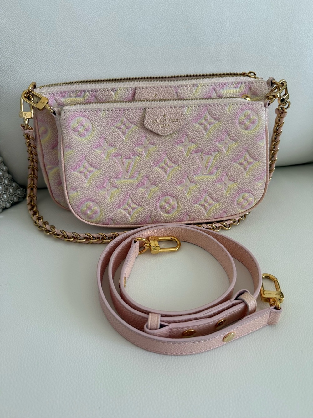 Louis Vuitton Pink and Yellow Empreinte stardust multi pochette - Picture 8 of 11
